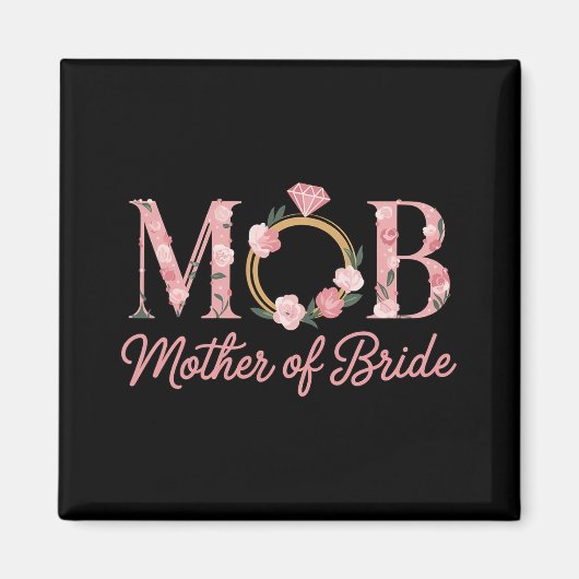Moeder bruid bruiloft Mob Bloemen Roze Diamanten R Magneet (Voorkant)