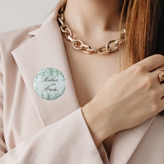 Moeder bruid eucalyptus groen bos  ronde button 5,7 cm