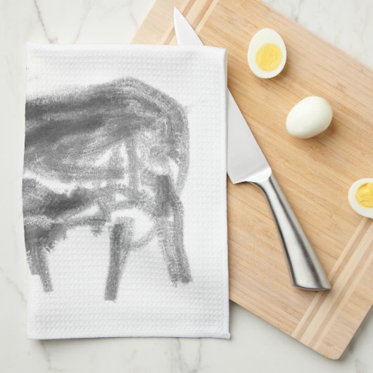 Moeder Buffalo en haar kubus Chinese Ox Year KT Theedoek (Quarter Fold)