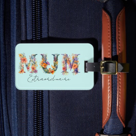 Moeder Buitengewone Bloementypografie Bagagelabel (Voorkant Insitu 4)