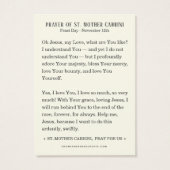 Moeder Cabrini Katholiek Nun Gebed Visitekaartje (Achterkant)