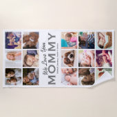 Moeder Cadeau 15 Foto Collage Strand Handdoek (Voorkant)