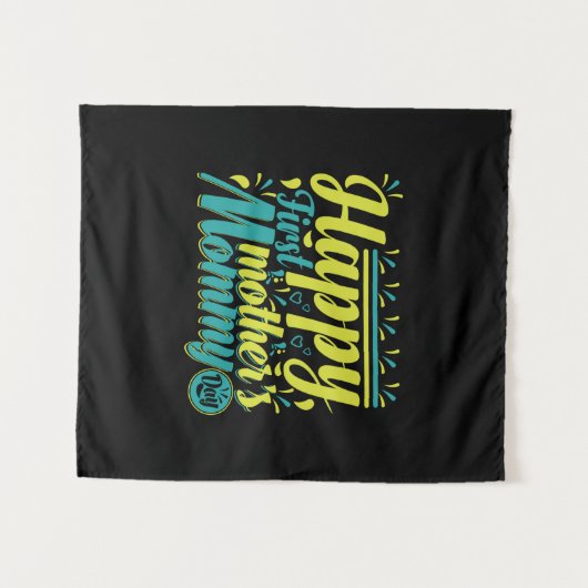 Moeder Cadeau Gelukkig Eerste Moederdag Wandkleed (Voorkant (horizontaal))