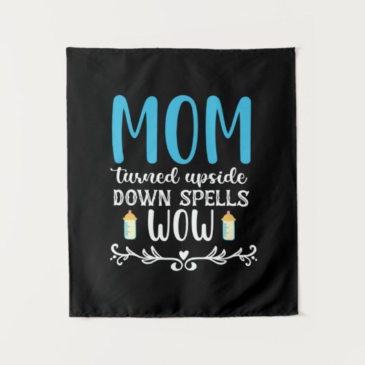 Moeder Cadeau Moeder Ondersteboven Wow Wandkleed (Voorkant)