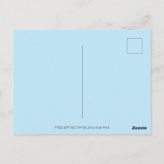 MOEDER CAT EN KITTEN, PATCHWORK QUILTS, PINCUSHION BRIEFKAART (Achterkant)