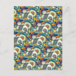 MOEDER CAT EN KITTEN, PATCHWORK QUILTS, PINCUSHION BRIEFKAART