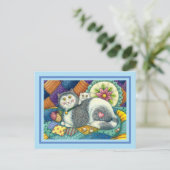 MOEDER CAT EN KITTEN, PATCHWORK QUILTS, PINCUSHION FEESTDAGENKAART (Staand voorkant)