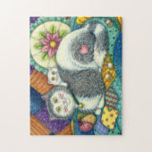 MOEDER CAT EN KITTEN, PATCHWORK QUILTS, PINCUSHION LEGPUZZEL (Verticaal)