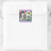 MOEDER CAT EN KITTEN, PATCHWORK QUILTS, PINCUSHION VIERKANTE STICKER (Tas)