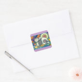 MOEDER CAT EN KITTEN, PATCHWORK QUILTS, PINCUSHION VIERKANTE STICKER (Envelop)