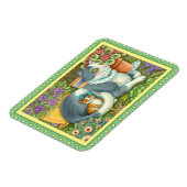 MOEDER CAT EN KITTEN, POTTE STROMEN, BOWS EN LACE MAGNEET (Linkerzijde)