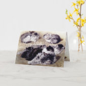 MOEDER CAT MET KITTENS/Moederdag-Rozen Kaart (Gele Bloem)