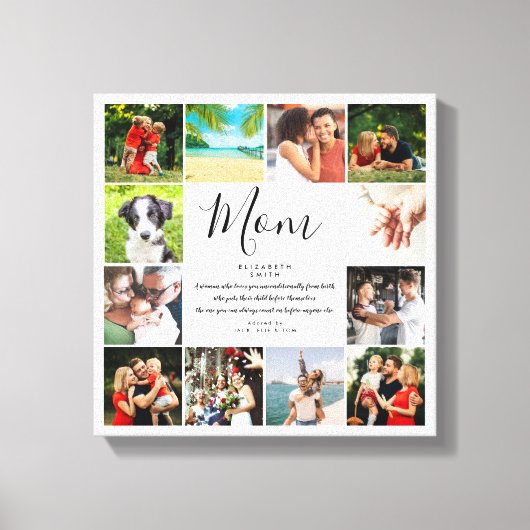 Moeder Citaat Elegante Script 12 Foto Collage Canvas Afdruk (Voorkant)