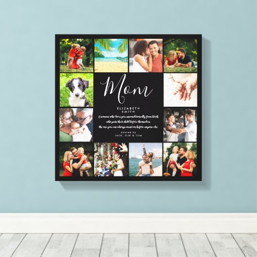 Moeder Citaat Script Zwart En Wit 12 Foto Collage Canvas Afdruk (Insitu (Houten vloer))