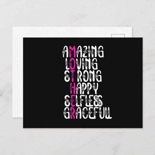 Moeder citeert : Lovely Words | Ontwerp van Moeder Briefkaart (Voorkant / Achterkant)