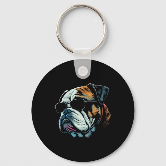 Moeder Cool Dog Zonnebril - English Bulldog Sleutelhanger (Voorkant)