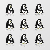 Moeder cool - Pinguïn moeder en baby - b Raamsticker (Vel)