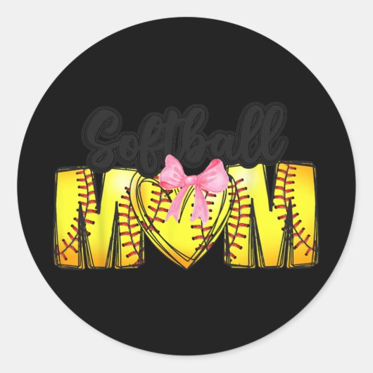 Moeder Coquette Moederdag Vrouwen Softbal Mama Ronde Sticker (Voorkant)