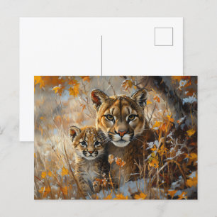 Moeder Cougar en haar kitten Briefkaart
