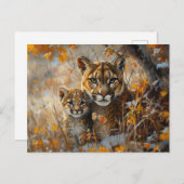 Moeder Cougar en haar kitten Briefkaart (Voorkant / Achterkant)