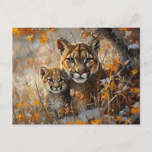 Moeder Cougar en haar kitten Briefkaart (Voorkant)