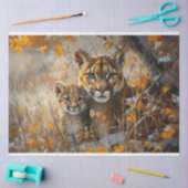 Moeder Cougar en haar kitten Decoupage Tissuepapier (Craft)