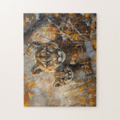 Moeder Cougar en haar kitten Legpuzzel (Verticaal)