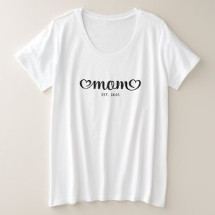 Moeder Cute Hearts Script Grote Maat T-shirt