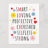 Moeder: Cute list of adjectives making a acronym Briefkaart (Voorkant)