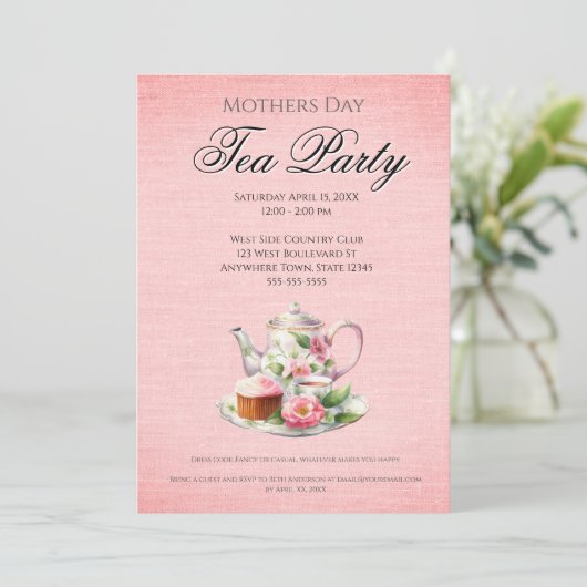 Moeder Dag Tea Party Kaart (Staand voorkant)
