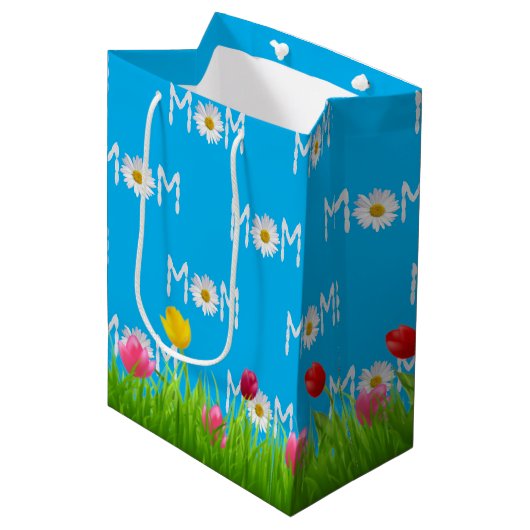 Moeder Daisy met Tulpen Medium Cadeauzakje (Voorkant Gekanteld)