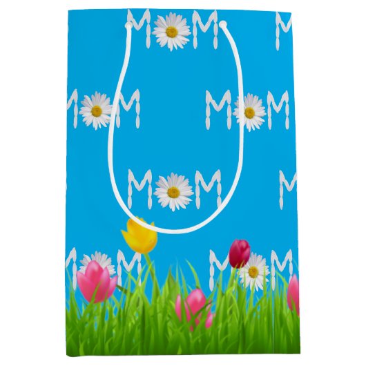 Moeder Daisy met Tulpen Medium Cadeauzakje (Voorkant)