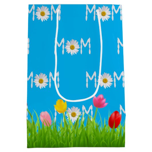 Moeder Daisy met Tulpen Medium Cadeauzakje (Achterkant)