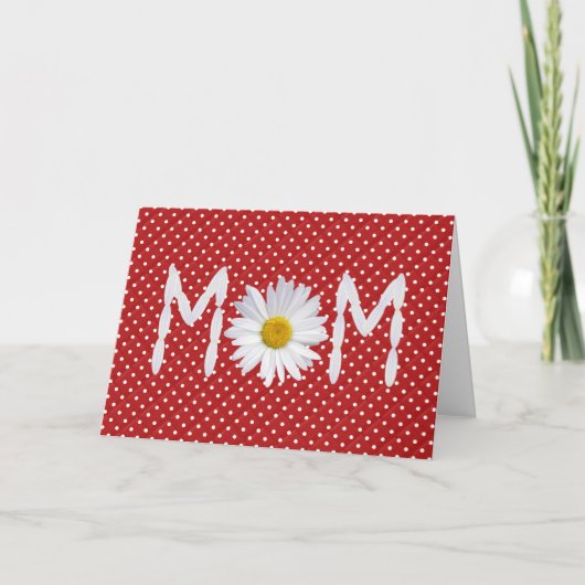 Moeder Daisy op kaart met polka stippen (Voorkant)