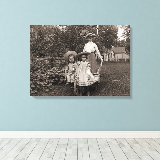 Moeder Daughters 1890 Heirloom Gardening Garden Canvas Afdruk (Insitu (Houten vloer))