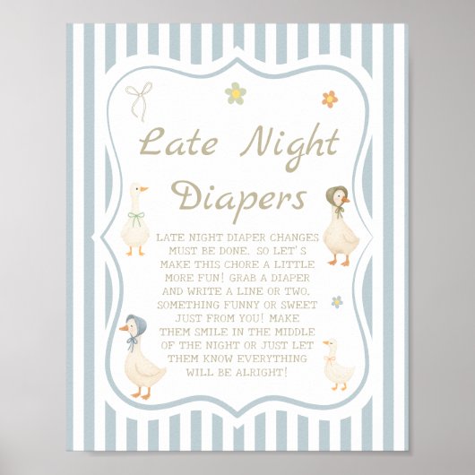 Moeder de Gans Baby Shower Spel Late Night Luiersp Poster (Voorkant)
