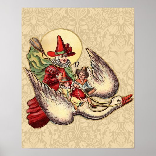 Moeder de Gans Kind Antieke Illustratie Poster (Voorkant)