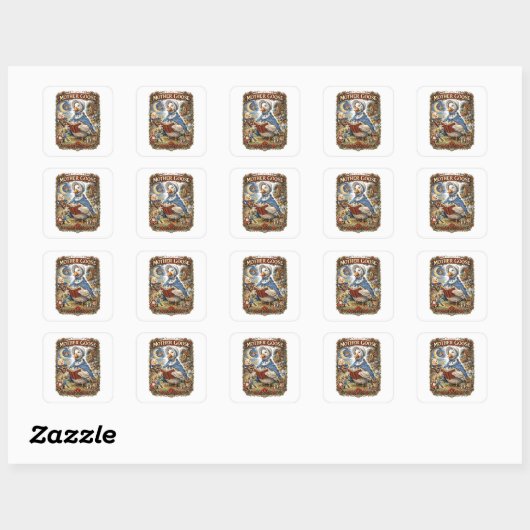 Moeder de Gans Vierkante Sticker (Vel)