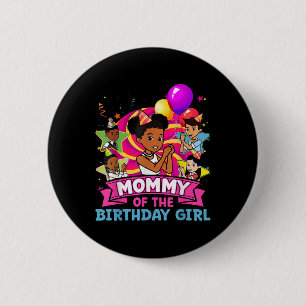 Moeder De Jarige Meisje Feest Roze Pop Familie Dec Ronde Button 5,7 Cm