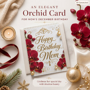 Moeder December Verjaardag Elegante Orchidee Rode Kaart