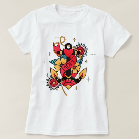 Moeder Decoratief Anker "tattoo" T-shirt (Design voorkant)