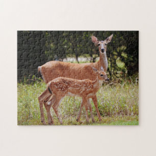 Moeder Deer en Baby Fawn Natuur Puzzle Legpuzzel