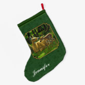Moeder Deer en Fawn Forest Green Grote Kerstsok (Achterkant (Hangend))