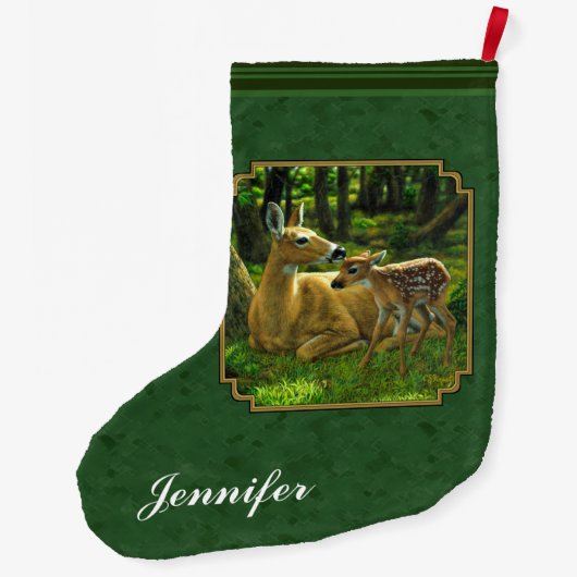 Moeder Deer en Fawn Forest Green Grote Kerstsok (Achterkant)