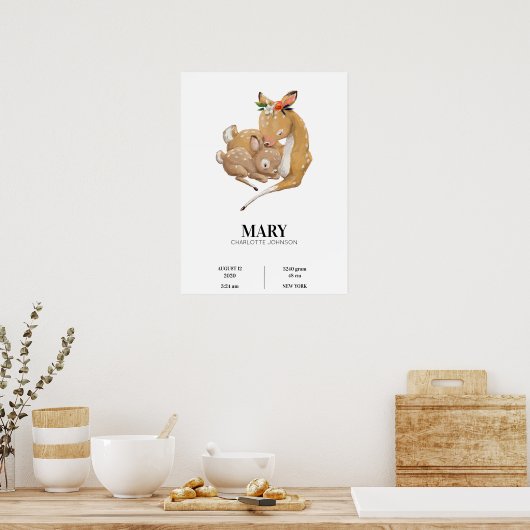 Moeder Deer Hugs Haar Baby Poster (Keuken)