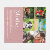 Moeder Definitie 6 Foto Collage Stof Roze Roze Fleece Deken (Voorkant (Horizontaal))