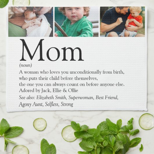 Moeder Definitie 9 Fotocollage Theedoek (Gevouwen)
