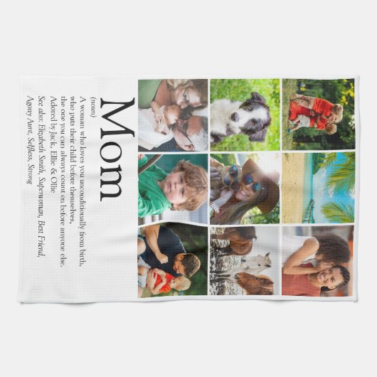 Moeder Definitie 9 Fotocollage Theedoek (Horizontaal)