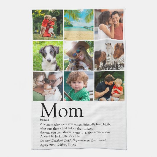 Moeder Definitie 9 Fotocollage Theedoek (Verticaal)