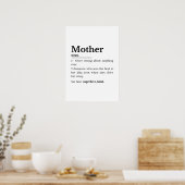 Moeder Definitie Grappige Moeder Citaat Poster (Keuken)